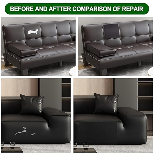 Leather Repair Patch, Self-Adhesive Leather Repair Tape, Large Reupholster Leather Patches for Furniture Couch Chairs Car Seat (Dark Brown(Fine-Grained), 36x79 inch)