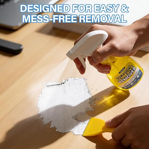 Adhesive Remover Spray 10.6 oz – Removes Stickers, Labels, Tape Residue, Glue, Chewing Gum & Caulk – Works on Metal, Glass, Plastic, Car Paint & Hard Surfaces – Sticker & Glue Cleaner with Scraper