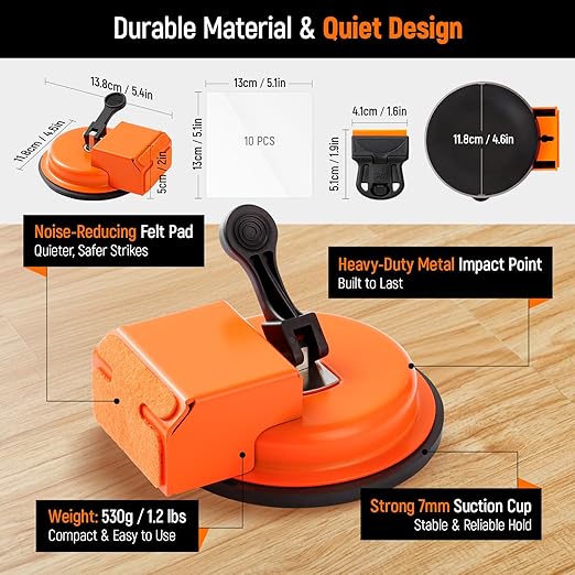 Heavy Duty Floor Gap Fixer Tool: with 10 Sticky Pads & 1 Glue Scraper,Enhanced Suction Cup, Made of Iron, Suitable for Textured Wood,Lvp Vinyl&Laminate Flooring
