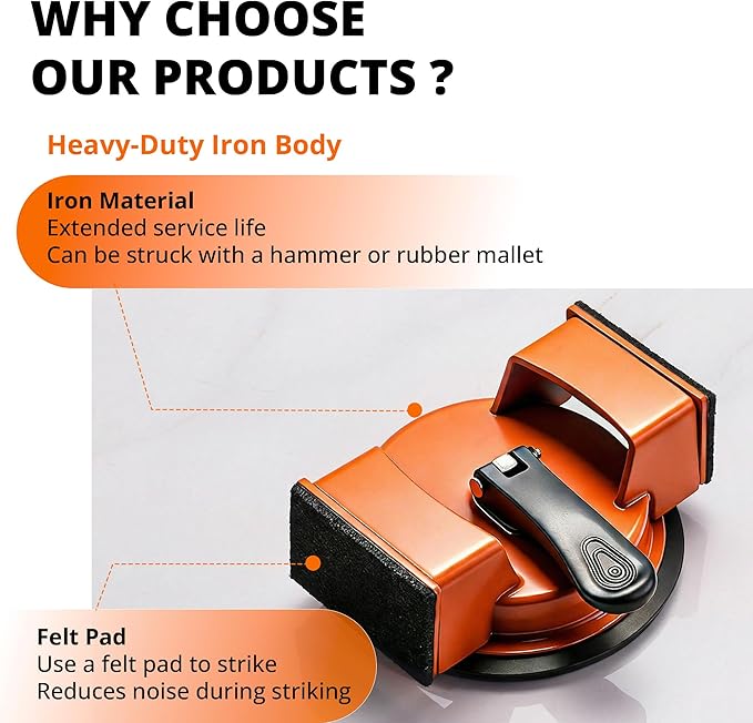 Floor Gap Fixer Tool, with 5pcs Sticky Pads, Double-Sided Striking Surface Floor Gap Repair Tool, Made of Iron & Enhanced Suction Cup, for Fixer Laminate, LVP, Hardwood Flooring Tools
