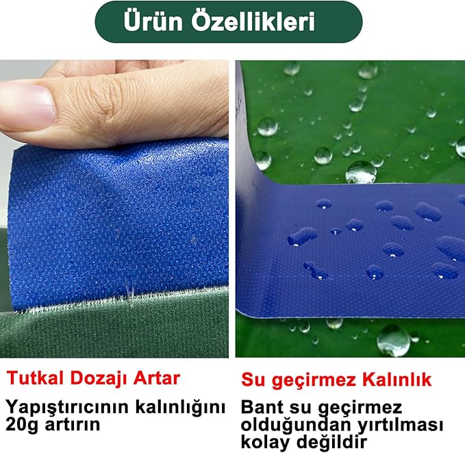 High Adhesive Tarpaulin Repair Tape, Tear Resistance Tent Tarp Repair Patch, Waterproof Heavy Duty Canvas Tarp Repair Tape for Car Boat Truck Roof Camping Woodpile，3.15IN*16.4FT，Green