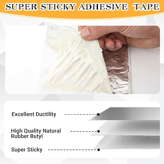 Pangda 2" x 50ft Butyl Tape, Sealant Tapes, 0.6mm Thick Aluminum Flashing Tapes, Heavy Duty Metal Roof Patch, Waterproof Silver Butyl Rubber Tape for Rv, Shed, Water Tank Leak Repair