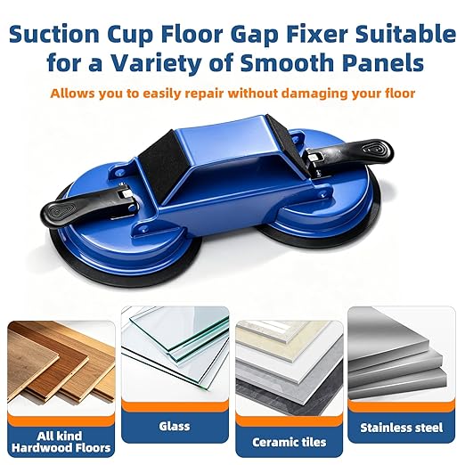 Floor Gap Fixer Tool Enhanced Suction Cup 45°Striking Surface Floor Laminate Flooring Tools with Suction Cup and Mallets and 6pcs Sticky Pads Slot Cutter for Vinyl Flooring Repair Tool (Blue)