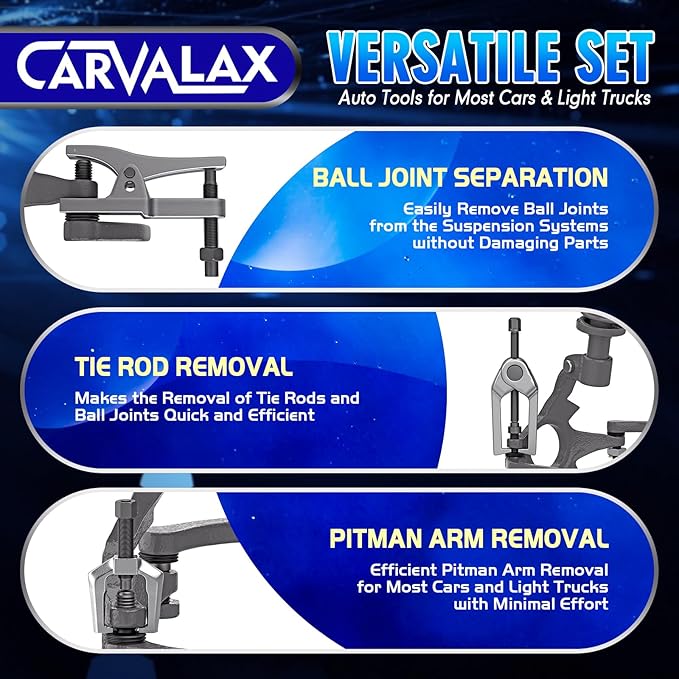 CARVALAX 5-in-1 Ball Joint Separator, Front End Service Tool Kit for Tie Rob Removal, Pitman Arm Puller, Cars SUVs Pickup Trucks Automotive Tools w/Storage Case