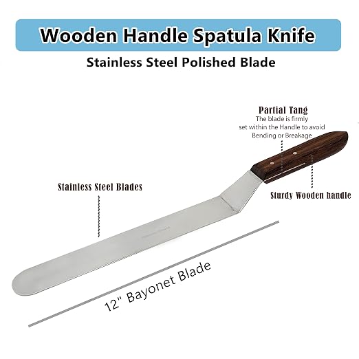 A2Z Scilab Brand Engineering Classic Offset Caulk Tooling Spatula, Stainless Steel (12 Inch Long Offset Blade)