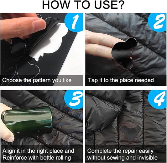 Self-Adhesive Puffer Jacket Repair Patches Nylon Down Jacket Patches Tape, Blemish Tenacious Waterproof Fabric Patches for Jackets & Outdoor Gear (10 Sheets)