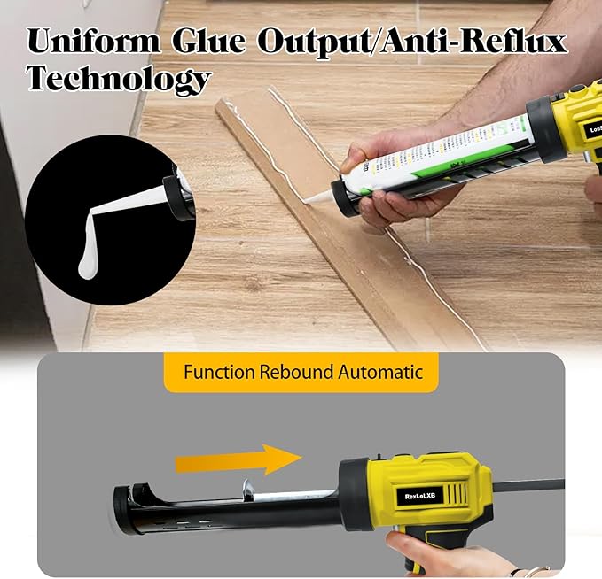 Cordless Caulking Gun Compatible for DeWalt 20V Max Battery, 10 Oz/300ml Electric Silicone Gun,with LED Light,4 Adjustable Speed for Filling, Sealing, Repair（No Battery）