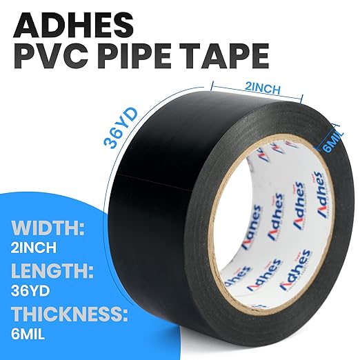 ADHES 6mil PVC Pipe Tape, 2inch x 33yd, Heavy Duty Waterproof Adhesive Tape for Plumbing, Sealing, and Pipe Repair