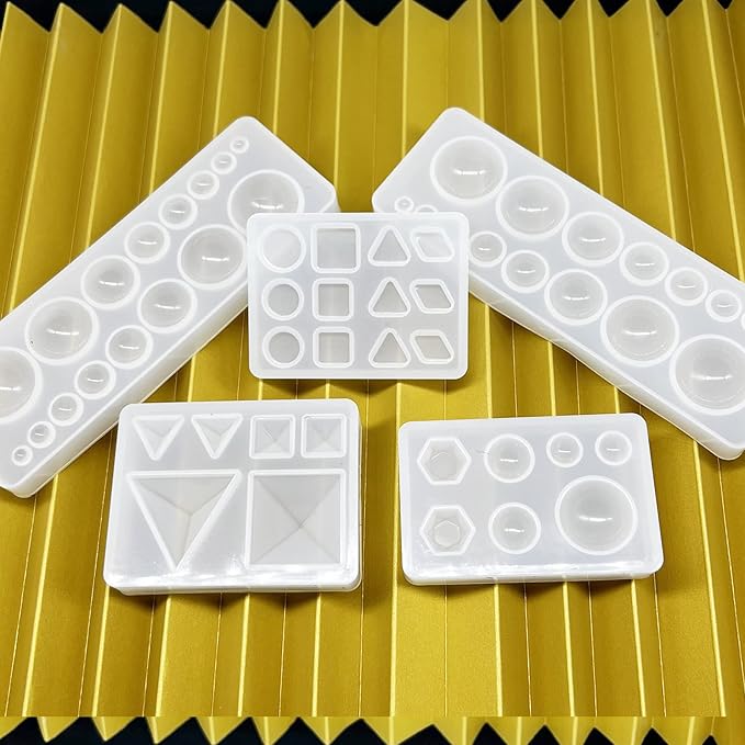 Yayatty Geometry Silicone Molds for Resin Casting, Cabochon Gem Silicone Molds Triangle Hexagon Mould for Resin Epoxy for Earring Pendant Necklace Jewelry Making