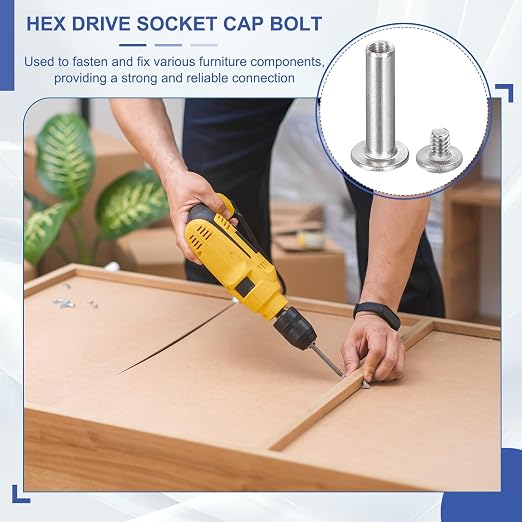 PATIKIL M8x8mm Hex Chicago Screws 10x25mm, 10Pcs 304 Stainless Steel Metric Hex Drive Socket Cap Binding Post Screw Posts for Scrapbook Leather Belt Album Furniture Repair, Silver