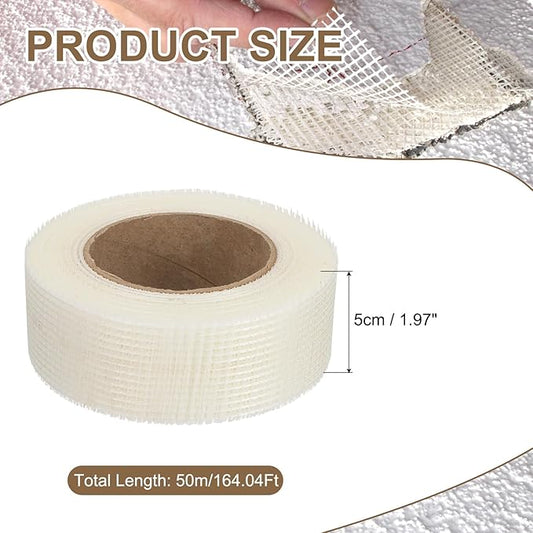 PATIKIL Drywall Repair Mesh Tape, 2 inch x 164 ft Fiberglass Repair Patch Self-Adhesive Dry Wall Joint Tape 8 Mesh Wall Hole Crack and Seam Patch, White