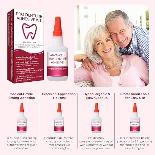 Dental Lab Fast-Setting Instant Bonding Glue for Dentures & Lab Tools – 15-60 Sec Crack Repair & Gap Filling | Long-Lasting Hold (Days to Weeks) – 1oz