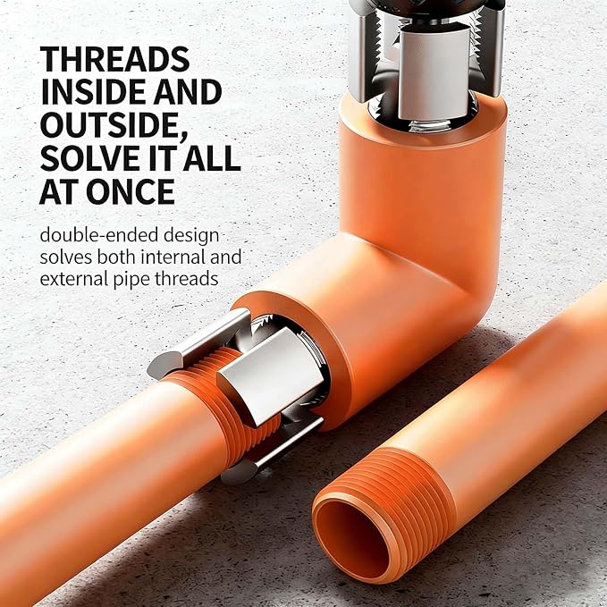 3PCS Integrated Pvc Pipe Threader Tool - 1/2" & 3/4" & 1" Dual-Function Internal External Pipe Threading Tool for Water Pipe, Duty Pipe Thread Cutting Tool Set-Electric Drill Compatible Heavy