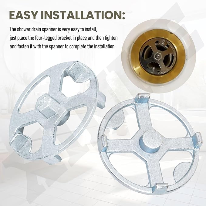 42239 No-Calk Shower Drain Wrench - Shower Drain Strainer Removal Tool for No-Caulk Drains with Drain Pipe Replacement Kit