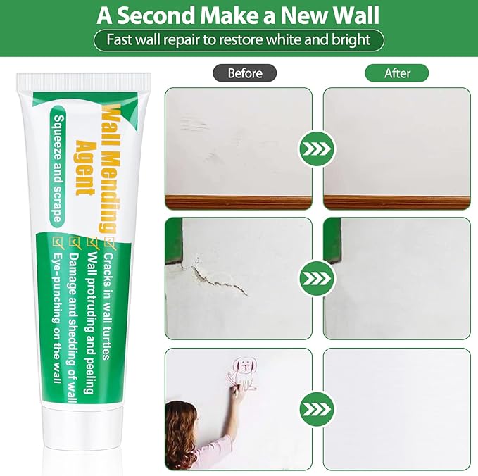 Drywall Repair Kit, Ranekie Drywall Hole Patch Kit Spackle Putty Wall Repair Large Hole Patch Kit, Wall Mending Agent with Scraper Easy to Fill The Holes for Home Wall, Plaster Dent Repair