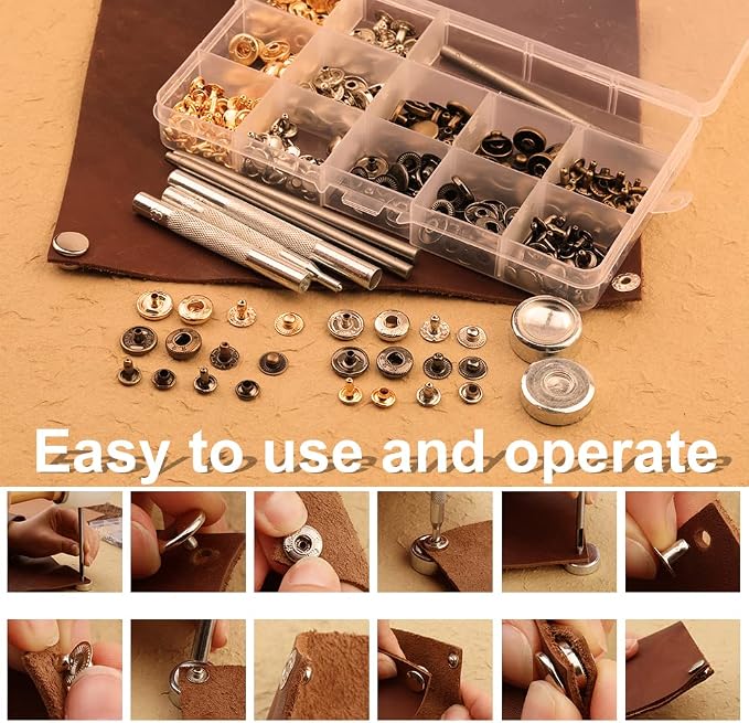 Tikjiua 456Pcs Leather Working Tools with Apron and Tooling Bag, Leather Craft Kit with Tools for Stamping, Carving, Sewing, Beveling, Cutting, Crafting