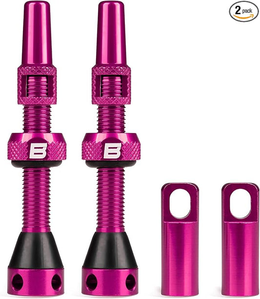 BWSHLF Tubeless Presta Valve Stem 40/44/55/60/65/80/100 mm, Super Light Alloy Presta Valve Stem Kit with Valve Core Remover Tool and Valve Stem Caps - Multiple Color and Size Options(Pair)