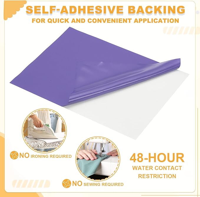 PATIKIL Nylon Repair Patch 8 x 6 Inch, 6pcs Self-Adhesive Down Jacket Repair Patches Waterproof Fabric Repairing Tape for Tents Sleeping Bag Outdoor Camping Gear, Purple