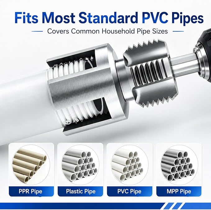 3PCS PVC Pipe Threader with Tape, Internal & External Pipe Threading Tool, Pipe Thread Cutting Tool for Drill, 1/2" 3/4" 1" NPT for PVC CPVC ABS Pipes, Thread Repair, DIY home, Garden Irrigation