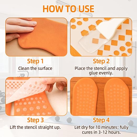 Sock Stop Glue, 2-Pack of 1.69 fl oz Each Sock Stop Anti Slip Adhesive Suitable for Children and Elder, Clear Waterproof Non Slip Sock Glue for Socks, Blankets, and Floor Mats