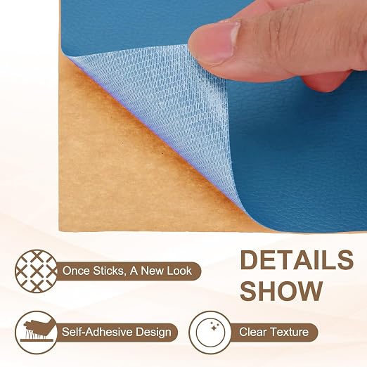PATIKIL Leather Repair Patch, 2 Pack 10 x 24 Inch Self-Adhesive Vinyl Patch Furniture Tape Repair Kit for Sofas Couches Stools Chairs Cabinets Bags, Blue