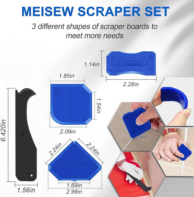 Silicone Caulking Tools - Sealant Finishing Tools Paste Removal Scraper, Caulk Remover, Glazing Corner Scraper, Rubber Handled Stainless Steel Knife
