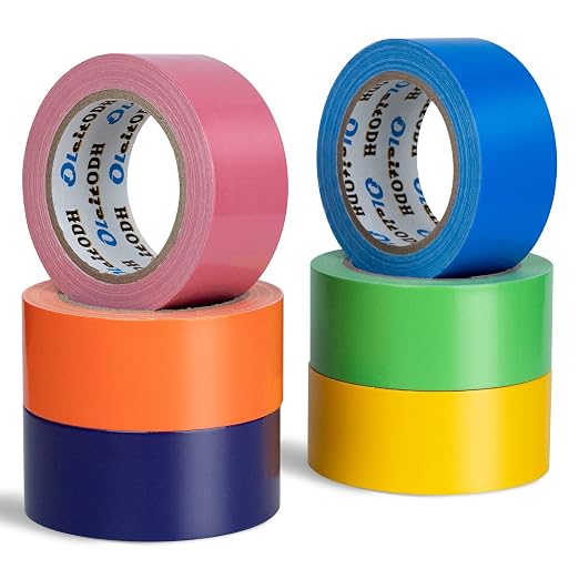 Oleitodh 6 Pack Rainbow Colored Duct Tape Bulk, 2 Inch x 180 Yards Heavy Duty Color Duct Tape Rolls, No Residue,Waterproof & Tear by Hand,Great for Packaging, Arts & Crafts and DIY Projects