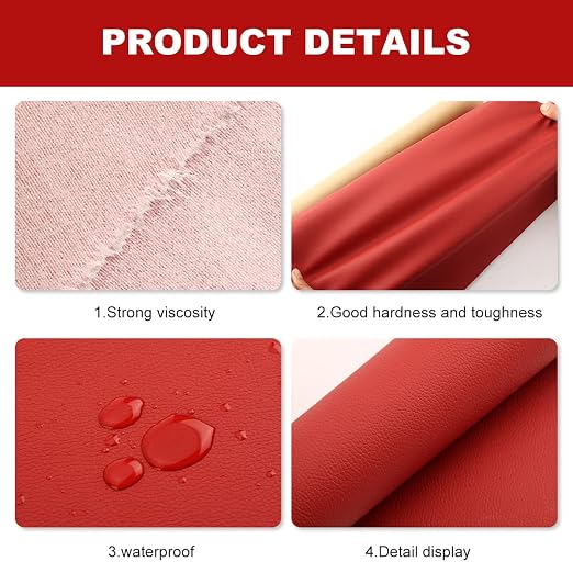 Leather Repair Patch 17.3 x 117 Inch Self Adhesive Leather Repair Kit for Couch Car Seat Furniture Sofa Chair, Faux Leather Fabric Roll Leather Furniture Repair Kit
