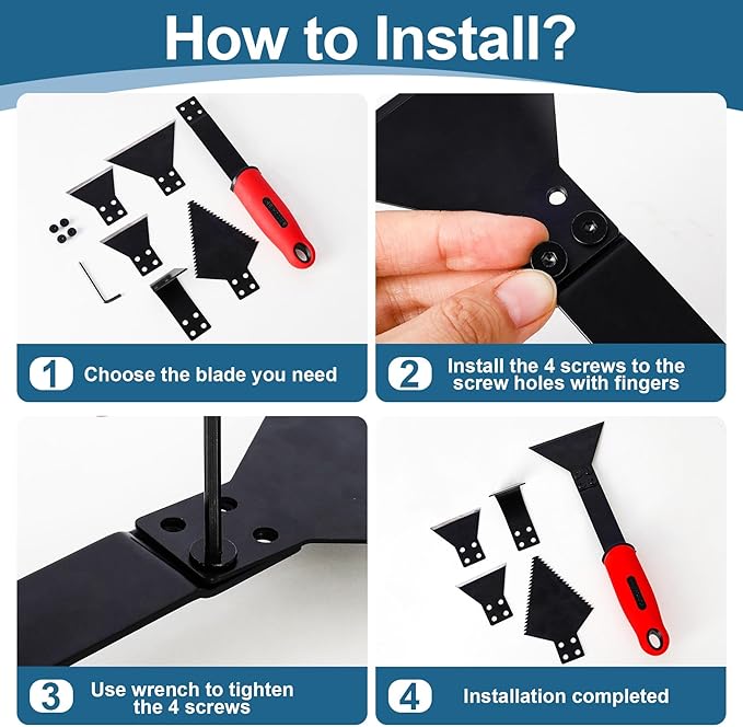 Grout Removal Tool, Tile Grout Scraper Saw, Caulk Remover,Multifunctional Scraper Tool Set with Detachable Blades for for Removing Paint, Wallpaper, Glue, Stains, Putty