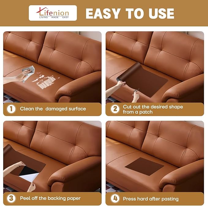 Leather Repair Patch, 17X79 Inch Self Adhesive Leather Repair Tape, Large Vinyl Patch Kit for Couches, Sofa, Furniture, Car Seats, Office Chairs, Cabinets, Handbags（White, 17X79 Inch）