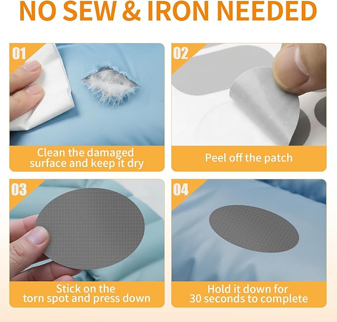 Waterproof Self-Adhesive Fabric Repair Tape - Tent Repair Kit,4pcs Nylon Fabric Patches for Jacket, Clothes, Puffer Down Jacket,Sleeping Bag, Outdoor Gear Tenacious Repairs Tape, Darkgray