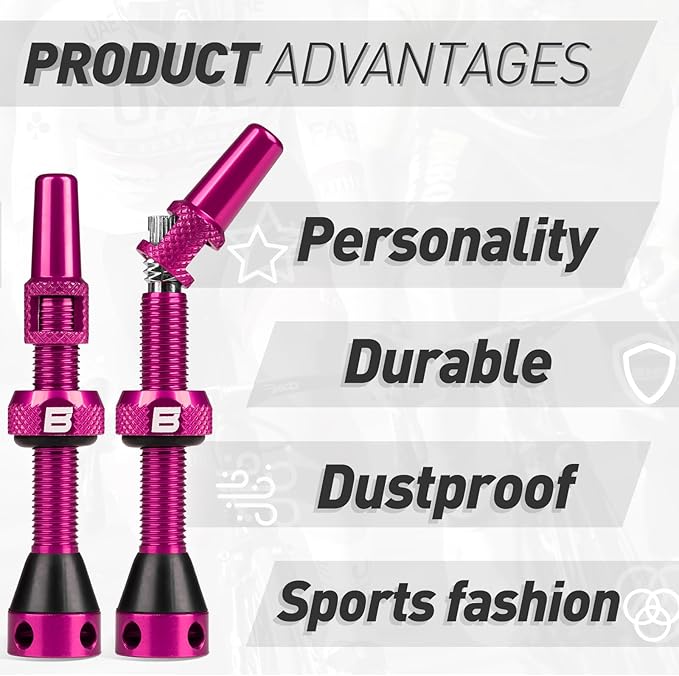 BWSHLF Tubeless Presta Valve Stem 40/44/55/60/65/80/100 mm, Super Light Alloy Presta Valve Stem Kit with Valve Core Remover Tool and Valve Stem Caps - Multiple Color and Size Options(Pair)