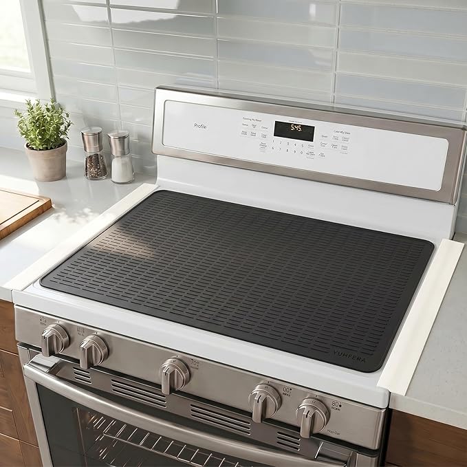 Silicone Stove Gap Covers with Stainless Steel, Oven Gap Filler Seals Gaps Between Stovetop and Counter, Stove Gap Guards Range Trim Kit, Easy to Clean Stove Gap Guard (Beige 2 Pack,25")