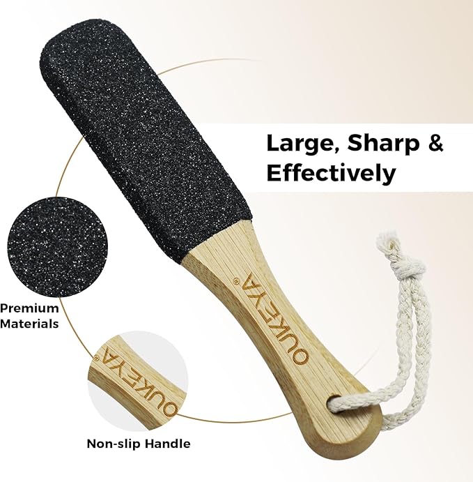 Foot File Scrubber for Dead Skin Remover, Callus Remover for Cracked Heel, Professional Feet Grater Rasp Scraper Corns Callous Removers Tool with Wooden Handle to Hard Skin Corns for Dry & Wet Fee