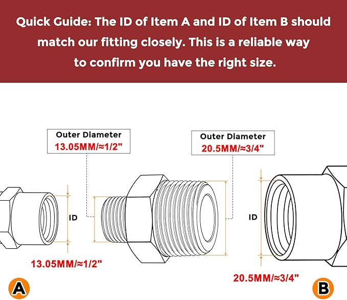 Pack of 1, 1/2" NPT Male to 1/4" NPT Male Solid Brass Hex Nipple Hose Connectors, Male Pipe Adapter for Pipe Leak Repair, Bathroom Remodeling, Tool Extensions, Compression