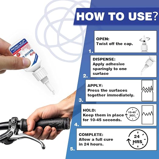 30g Motorcycle Grip Glue, Instant Handlebar Adhesive for Dirt Bike, ATV, MTB & Snowmobile, Professional Quick-Dry Flexible Bond, Waterproof & Vibration Resistant Clear Liquid Glue