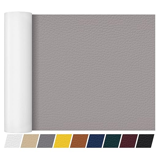 Leather Repair Patch Tape 16×55 inch Furniture Leather Strong Self Adhesive Tape for Sofas Couch Car Seats Cabinets Bags Anti Scratch Patches First Aid Patch Fixing Leather vory Grey1.0