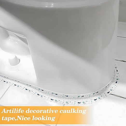 Artilife Caulk Tape,Toilet Caulk Strip,Decorative White Caulking Tape Self-Adhesive Waterproof Sealing Tape,Professional Seam Strips,Toilet Base Sealer Strip