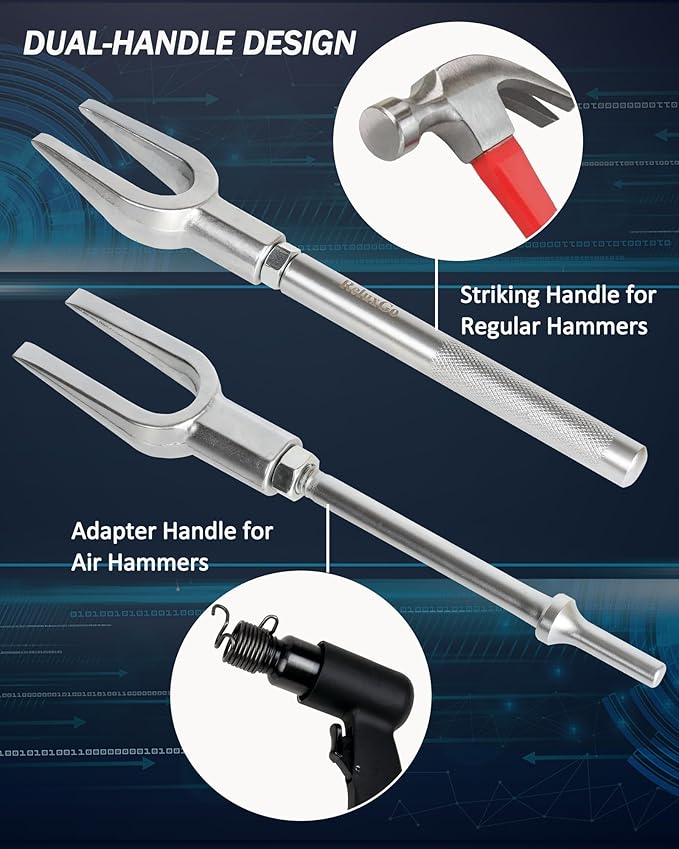 ReluxGo 5-Piece Ball Joint Separator Set, Pickle Fork Tool Set, Tie Rod Removal Tool Set, 1-1/8", 15/16", 11/16", for Cars and Light Vans, with Suitcase