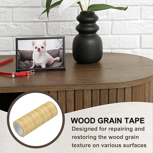 PATIKIL Wood Grain Tape 4.7" x 15 Ft, Self-Adhesive Wood Texture Repair Tape Realistic Wood Effect Contact Paper Patch for Furniture Cabinets Floor Walls Home Decoration, Yellow Oak