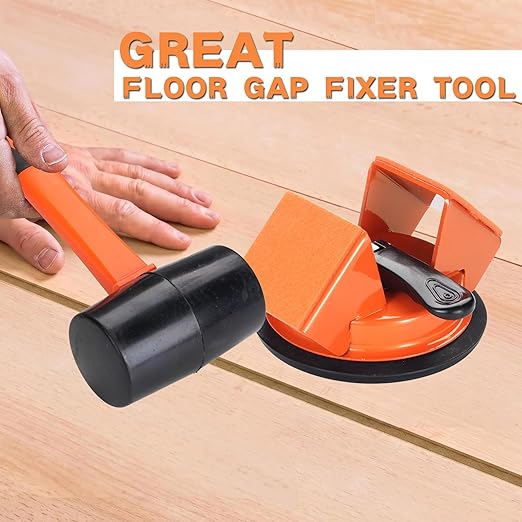 REXBETI Floor Gap Fixer Tool, Plank Gap Repair Kit, Heavy Duty Suction Cup Laminate Flooring Tool, Double 45° Widened Striking Face, 10pcs Sticky Pads for Fixer Laminate/Vinyl Flooring/Hardwood