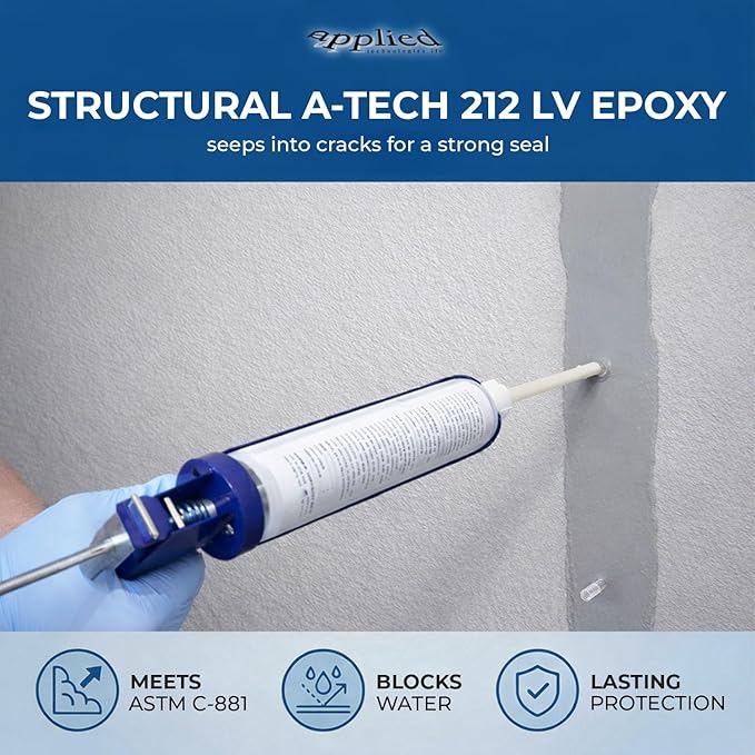6–10 Ft DIY Foundation Wall Crack Repair Kit, Waterproof Epoxy Concrete Crack Filler, Stops Leaks, 12,000 PSI Structural Strength, Fast Gel Time, Professional-Grade Home Improvement Repair Solution