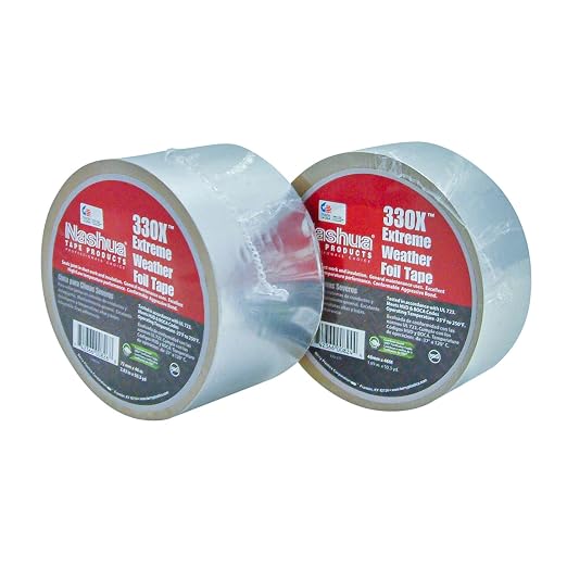 Nashua 330X Extreme Weather HVAC Foil, Metal, Aluminum Repair Tape, 3.5 mil Thick, 46m Length, 72 mm Width