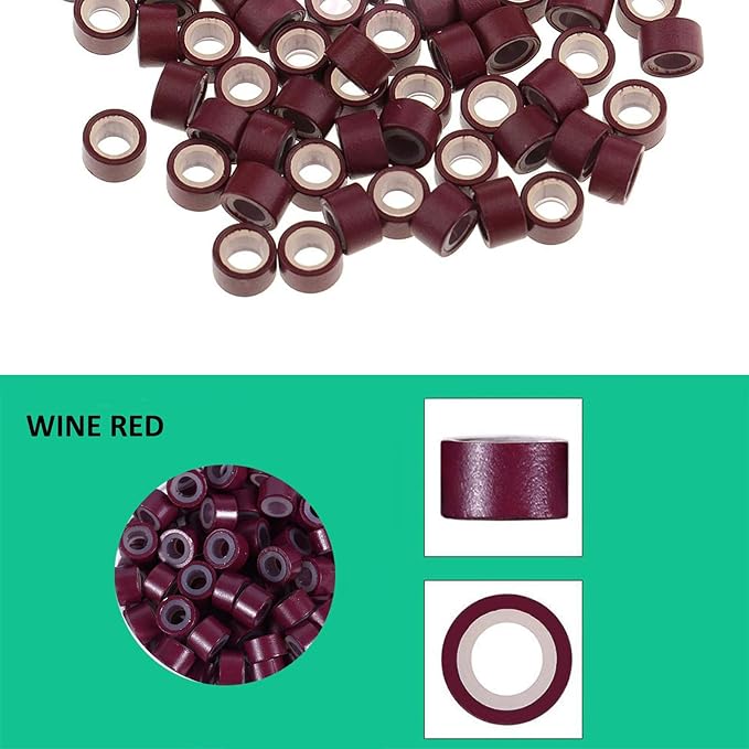 Orgrimmar Hair Extension Tool Kit Hair Extension Remove Pliers Pulling Hook 500 PCS Micro Silicone Rings Bead Device Tool Kits for Professional Hair Styling Tools Accessory (Wine Red)