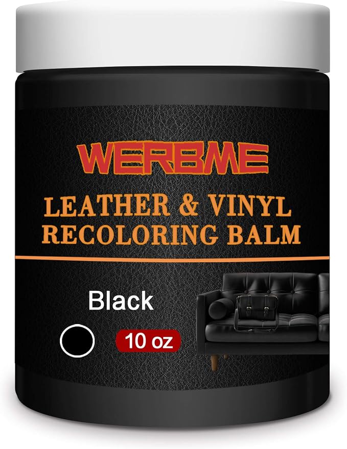 Leather Recoloring Balm & Color Restorer - 10 OZ, Black | Restore Faded Leather Color, Cover Scratches & Scuffs. Easy DIY Application for Furniture, Sofa, Car Seats, Bags & Shoes