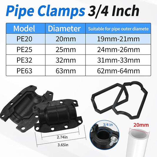 Pipe Repair Clamp Leak Sealer, 3/4 Inch Water Pipe Clamp Repair Kit, for Emergency Pipe Repair of OD 20MM Plastic and Metal Pipes