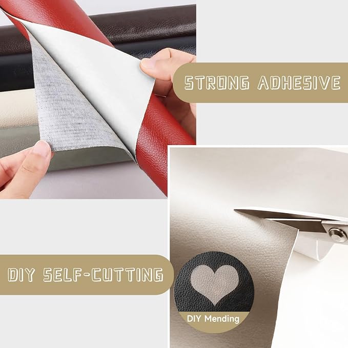 Leather Repair Patch, Self Adhesive Leather Repair, Large Leather Repair Tape for Sofa, Car Seats, Furniture, Cabinets, Chairs, Handbags （Beige, 16X118 inch