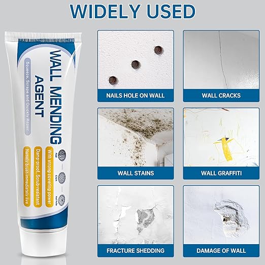 2 Pack Drywall Repair Kit,Wall Mending Agent with Scraper,Drywall Patch Repair Kit with Spackle Paste,Wall Hole Filler Putty for Filling Cracks & Holes,Quick Easy Plaster Wall Repair