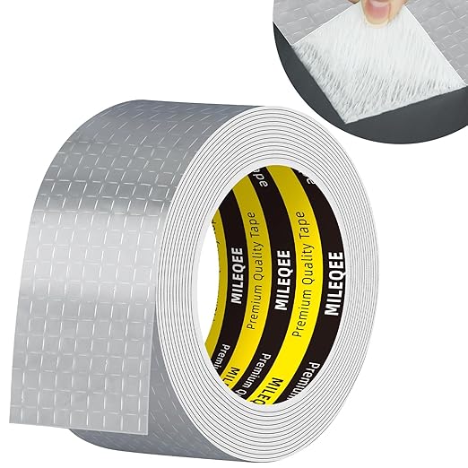 Butyl Sealant Tape Waterproof Aluminum Foil, Joist Tape for Decking 2 Inch, Super Sticky, Repair Roof Leak, Sealing Awning Crack, Patching Deck Flashing, All Weather Permanent 16.4FT Silver