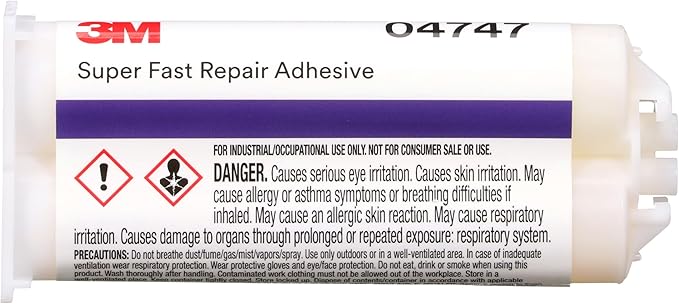 3M Super-Fast Repair Adhesive, 04747, Tranlucent Color,Two-Component, Semi-Rigid, Urethane Adhesive, 47.3 mL/1.6 fl oz Cartridge